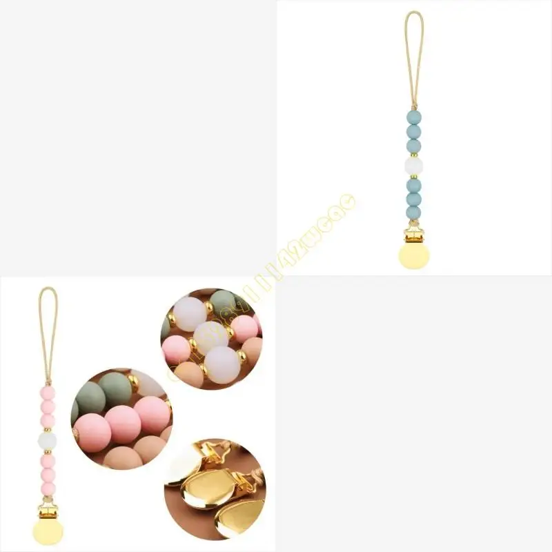 

Portable Pacifier Strap Adjustable Length Pacifier Holder Bead Pacifier Clip DXAD