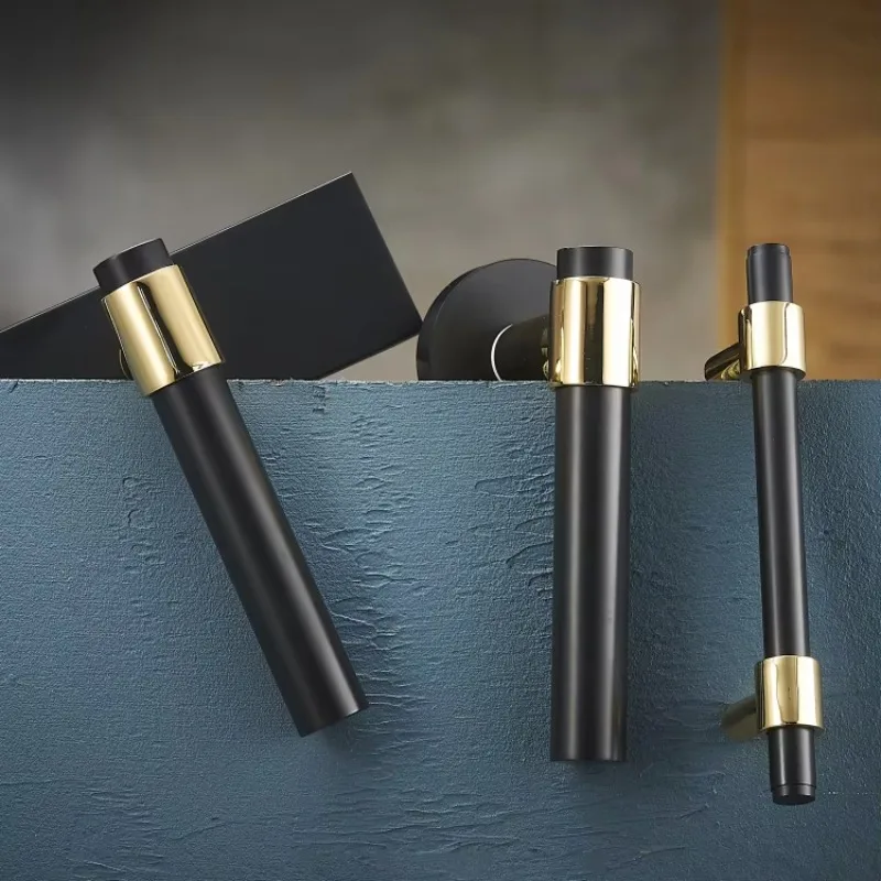 Простой дизайн, черный и золотой цвет, латунная дверная ручка с цилиндрической розой, дверная ручка