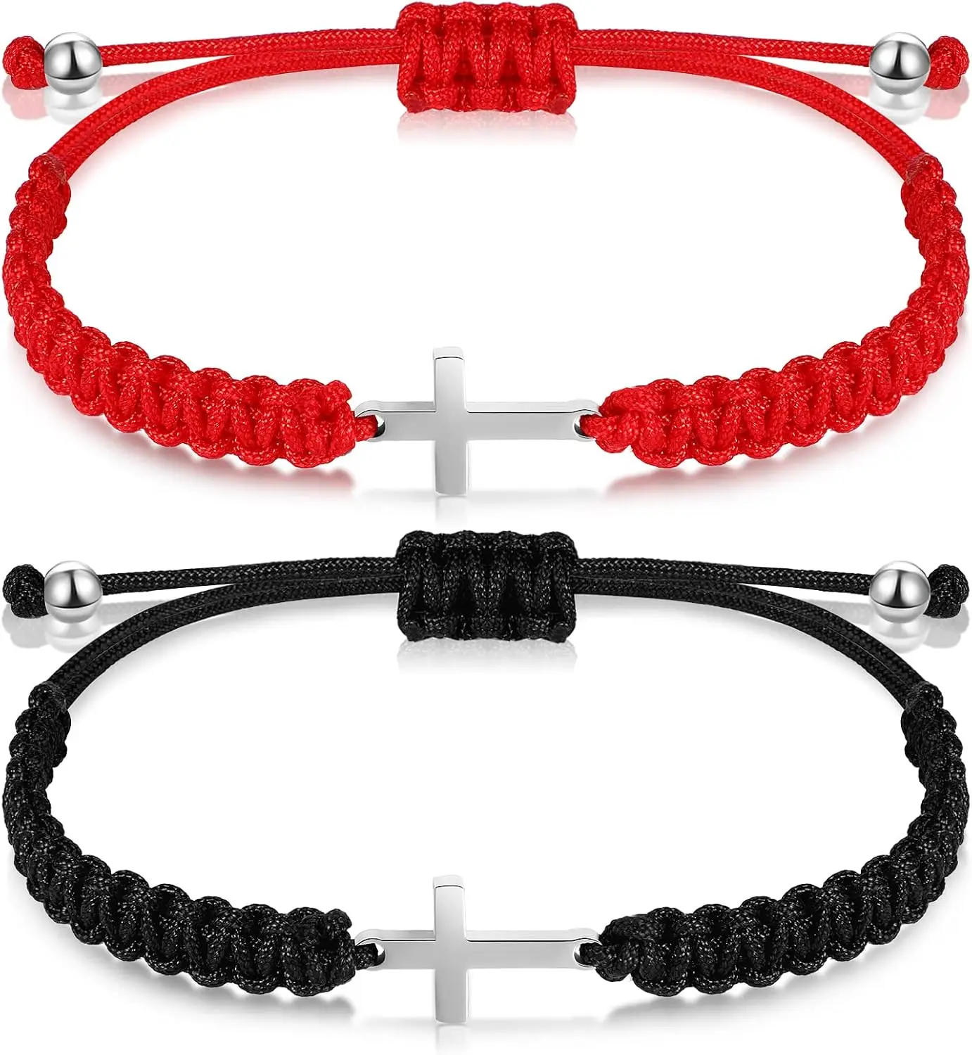 

2 Pcs Cross Friendship Bracelets Adjustable Braided Rope Jesus Christian Bracelets Matching Couple String Lucky Strand Wristband