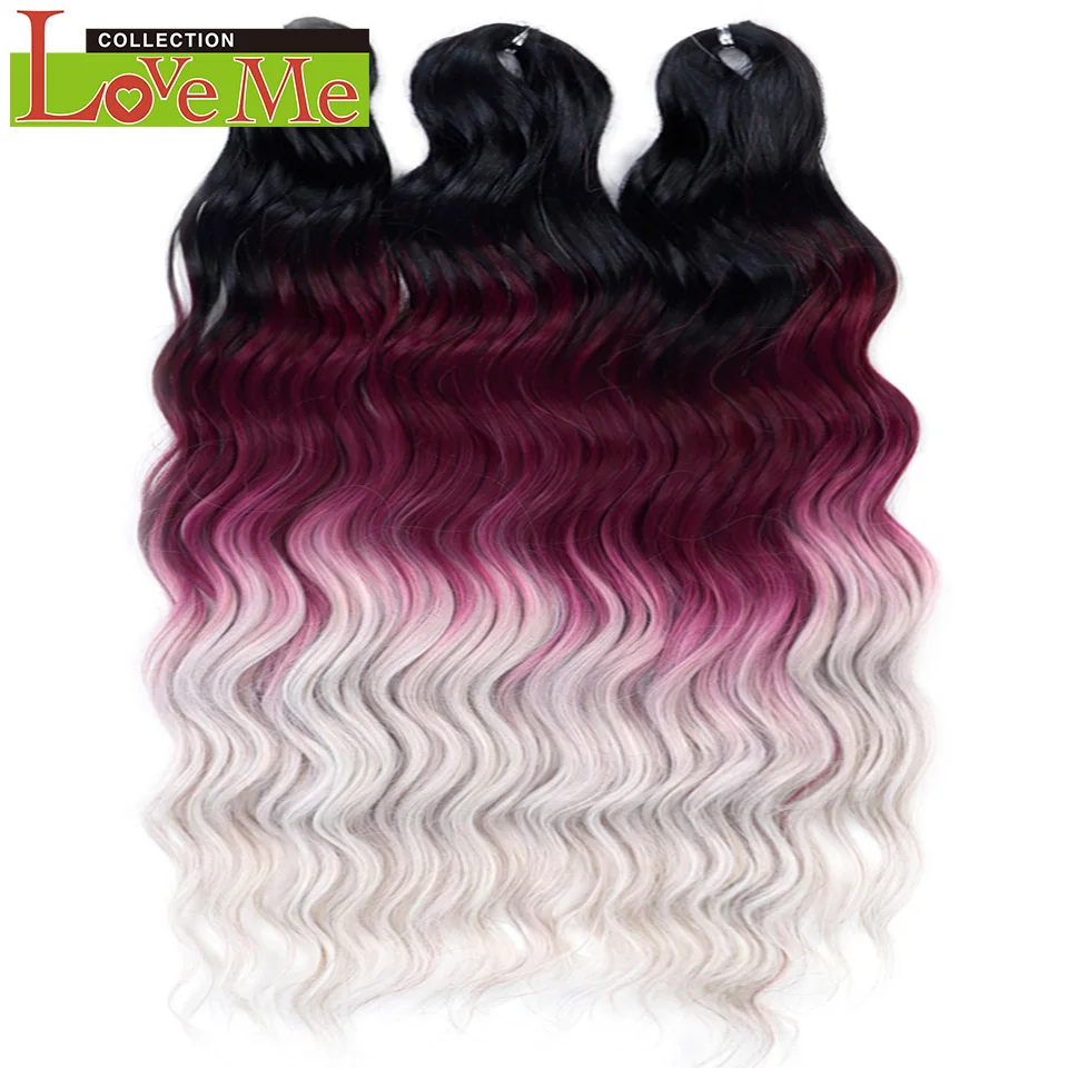 LOVE ME 24 Zoll 300g Synthetisches Haar Wasserwellen-Flechthaarverlängerungen Ombre Regenbogenfarben Tiefe Wellen Twist Häkelhaar – Detail 10