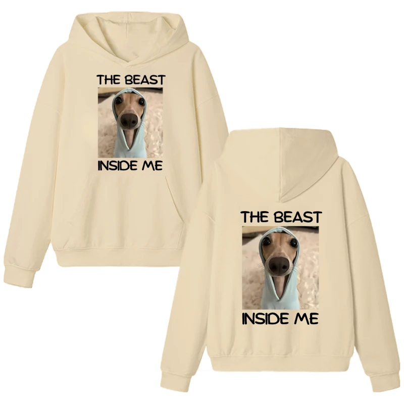 2025 جديد في الوحش داخلي مضحك الكلب ميمي الجرافيك هوديي الرجال النساء الخريف الشتاء الصوف البلوفرات للجنسين بلوزة من الصوف #3
