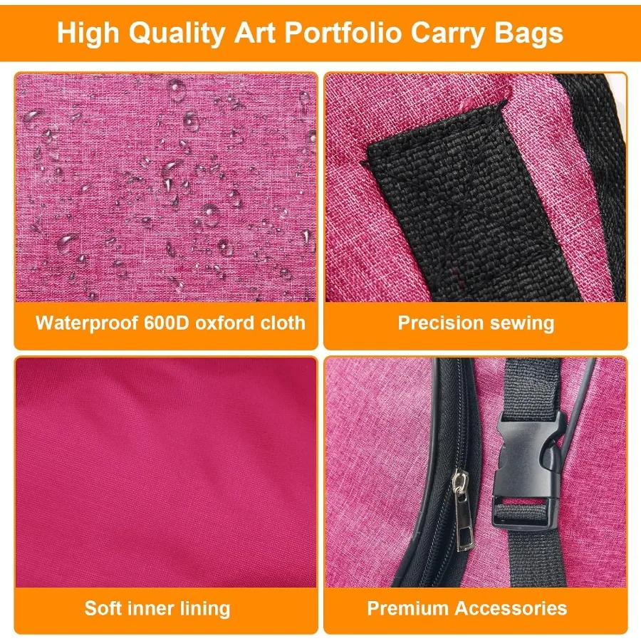 20 x 26 Canvas Art Portfolio Backpack for Outdoor Travel and Drawing: Large Capacity Carry Bag with Dedicated Compartments for