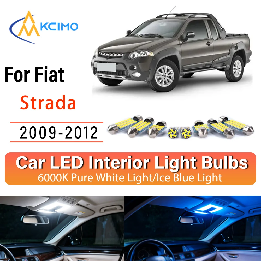 Kit d'éclairage intérieur LED à lueur persistante Plug & Play pour Fiat Strada 2009-2012 2010 – Remplacement des lampes de dôme, de lecture, de coffre et de habitacle – Amélioration