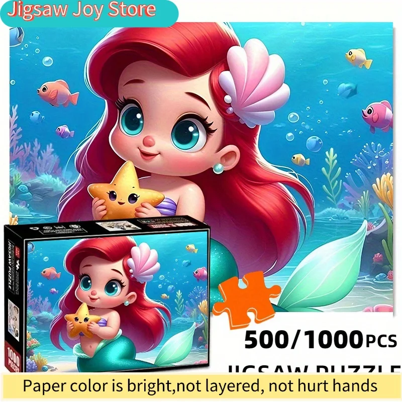 لغز ورقي رائج البيع بتصميم حورية البحر اللطيفة للعب تحت الماء، مصنوع من ورق أبيض سميك ومتين، مع علبة تغليف أنيقة، شكل مستطيل