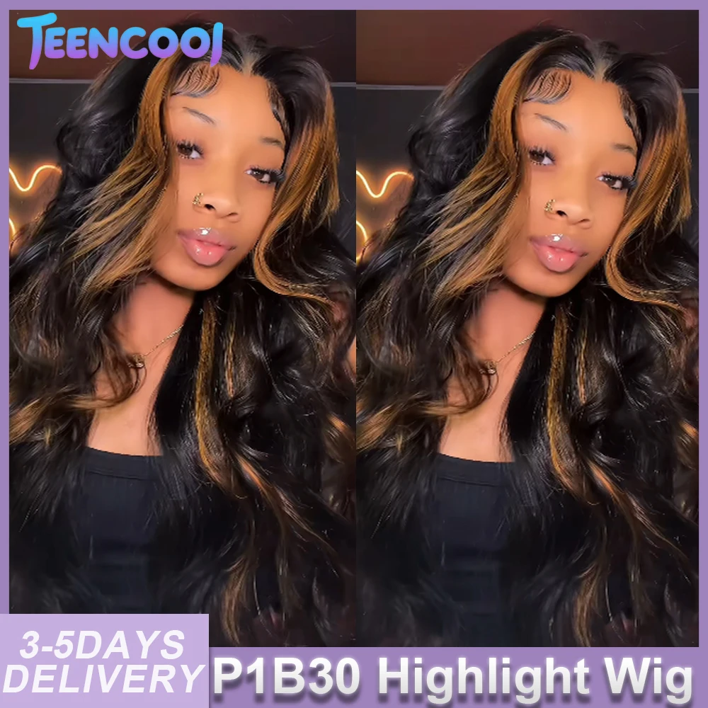 

P1B30 Highlight Body Wave Human Hair Wigs 13X6 Hd Lace Frontal Wig 180% 200%Density Brazilian Pre Plucked Hairline Baby Hair