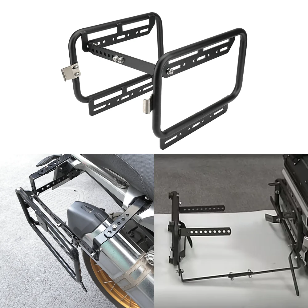 

Universal Motorcycle Side Luggage Mounting Bracket For Yamaha For Kawasaki Rear Storage Box Rack For BMW Lower Exhaust Model