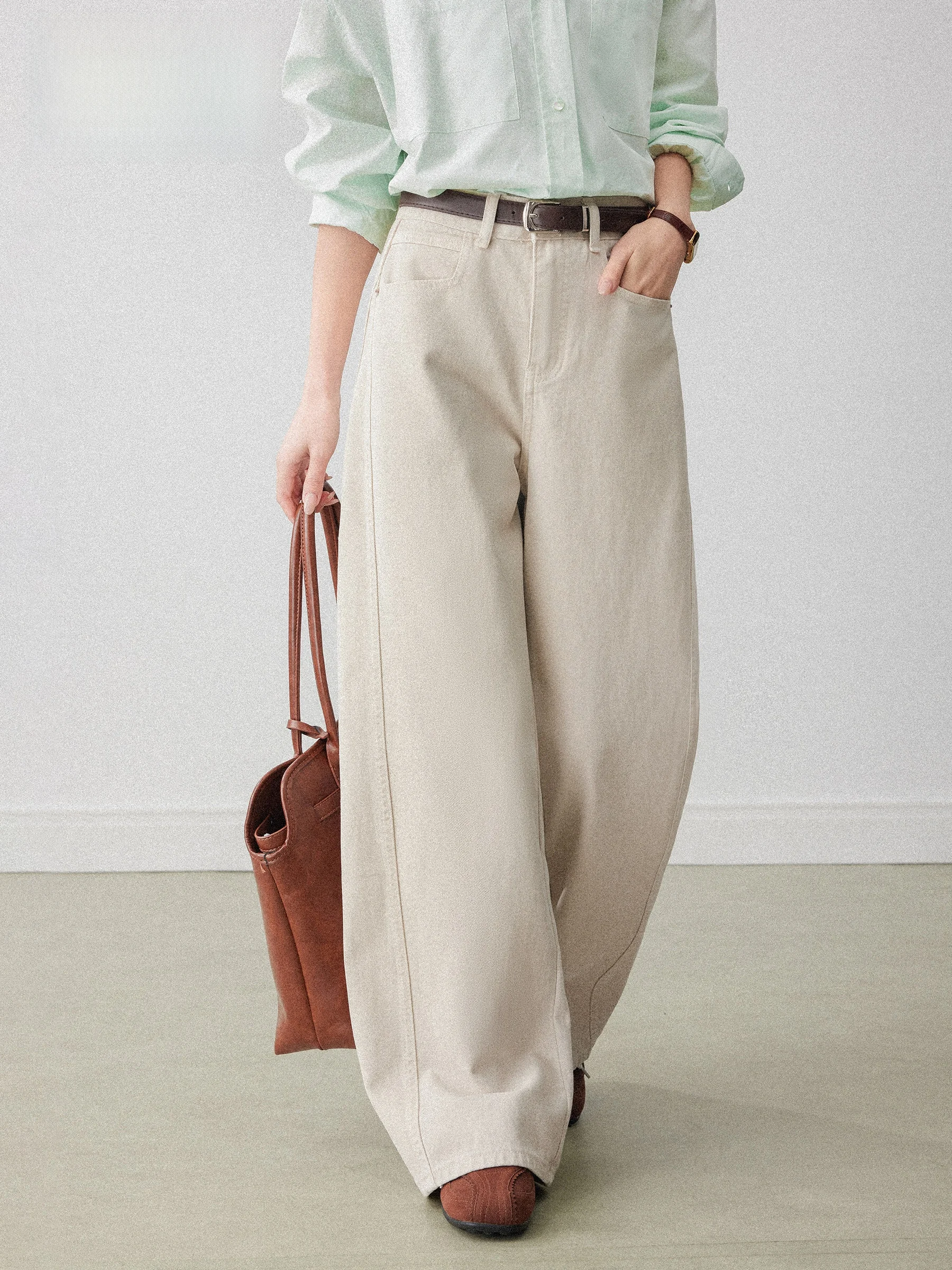 

Женские джинсы-клеш цвета хаки с высокой талией, прямого кроя, свободные, в стиле ретро, для ранней весны 2026 года