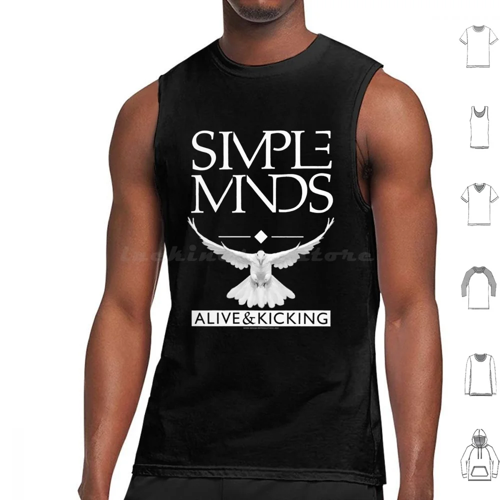 Simple Minds-Alive _ Amp _ Kicking Premium débardeurs imprimé coton Simple Minds ne vous oubliez pas de moi années 80 rétro