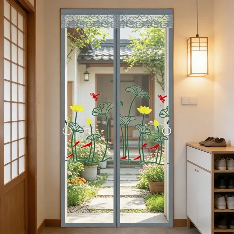 Magnetic Screen Door, Minimalist Style, Automatic Close Mosquito Net Curtain for Summer, Breathable for Bedroom, Living Room