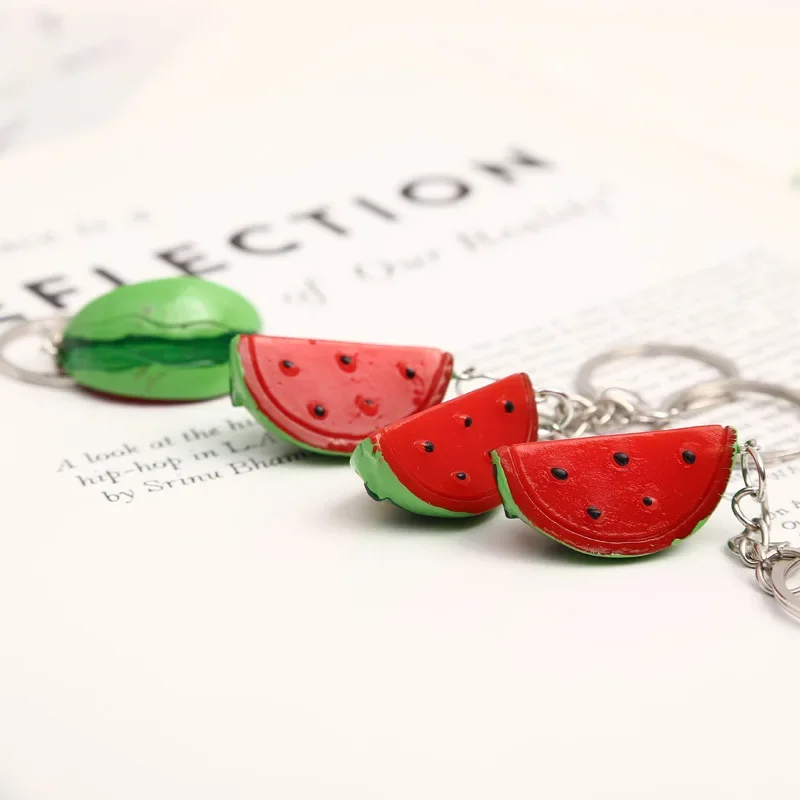 Resin Simulation Watermelon Keychain Creative Summer Fruit Environmental Protection Model Car Phone Bag Pendant Ornaments Gift