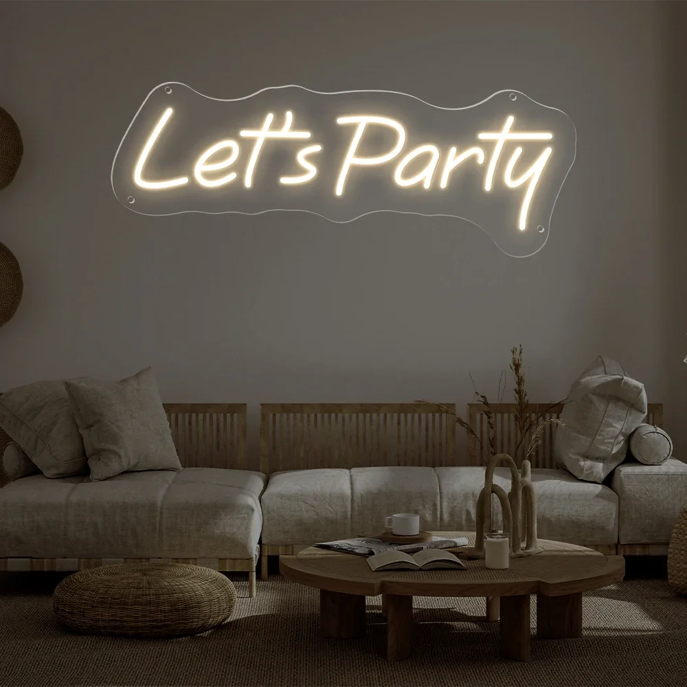 Lets Party Neon Sign Wedding Birthday Party Bedroom Room Home Decor Neon Sign Gifts Neon Lets Party Light   Art Decorative