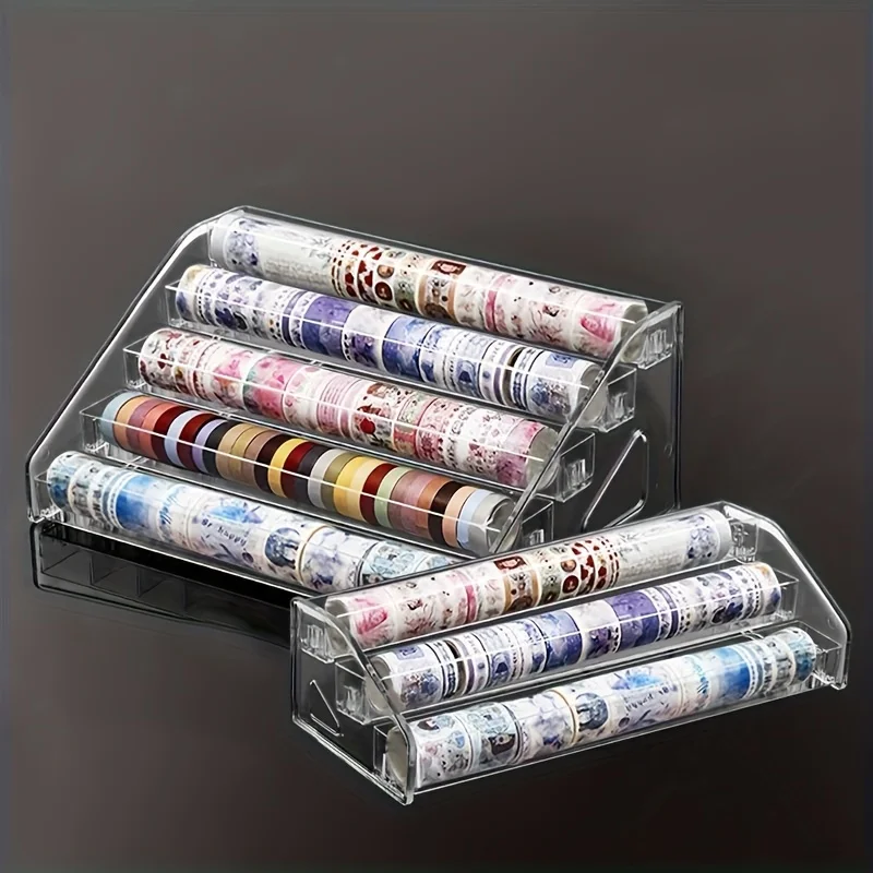 Versatile Acrylic Organizer for Tape, Stickers & More - Clear 3-7 Tier Display Stand for Desk & Tabletop Storage