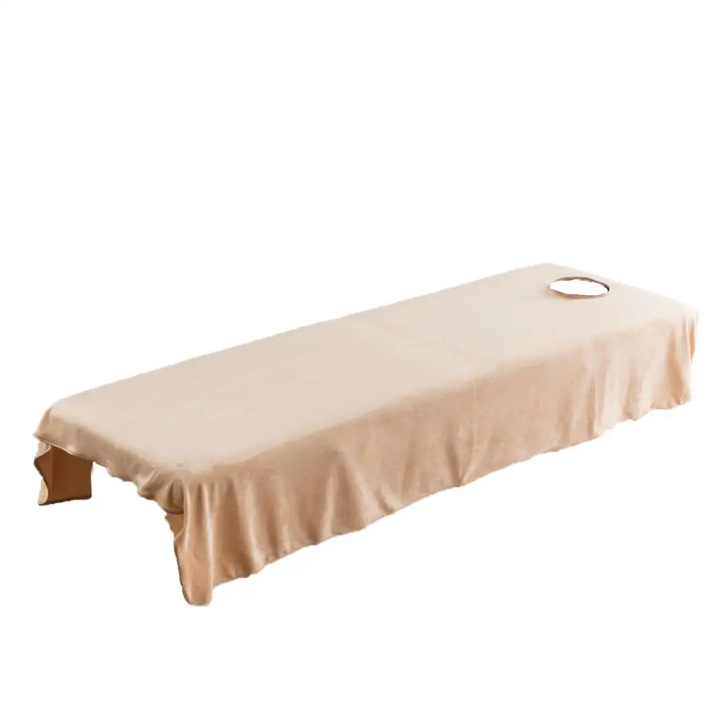 Soft Massage Bed Sheet Cover with Face Hole , Camel-80x190cm