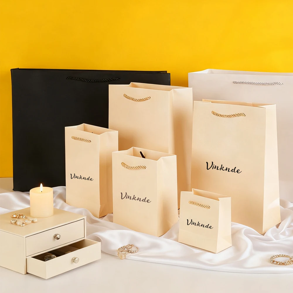 

100 шт., бумажная подарочная сумка с логотипом для малого бизнеса, 10x5x10 см, упаковки для персонализации ювелирных изделий, свадебные сувениры, сумки-тоут для конфет