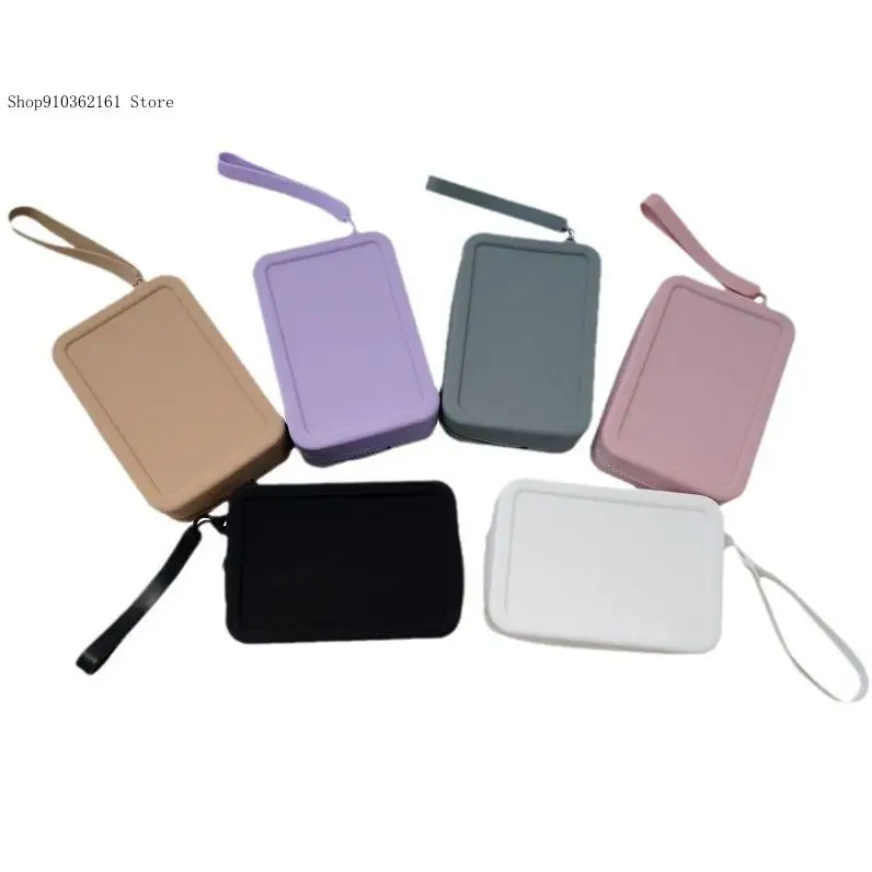 Simple Pure Color Silicone Rectangular Change Card Slot Coin Key Bag Headphone Storage Id Diy Multi-Purpose Bag