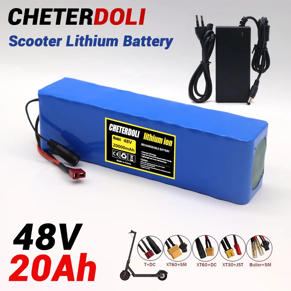 

48V 20Ah Lithium-ion 13S3P Battery Pack 20000mAh with 250W 350W 500W 750W 1000W BMS for 54.6V E-bike Electric Bicycle Scooter