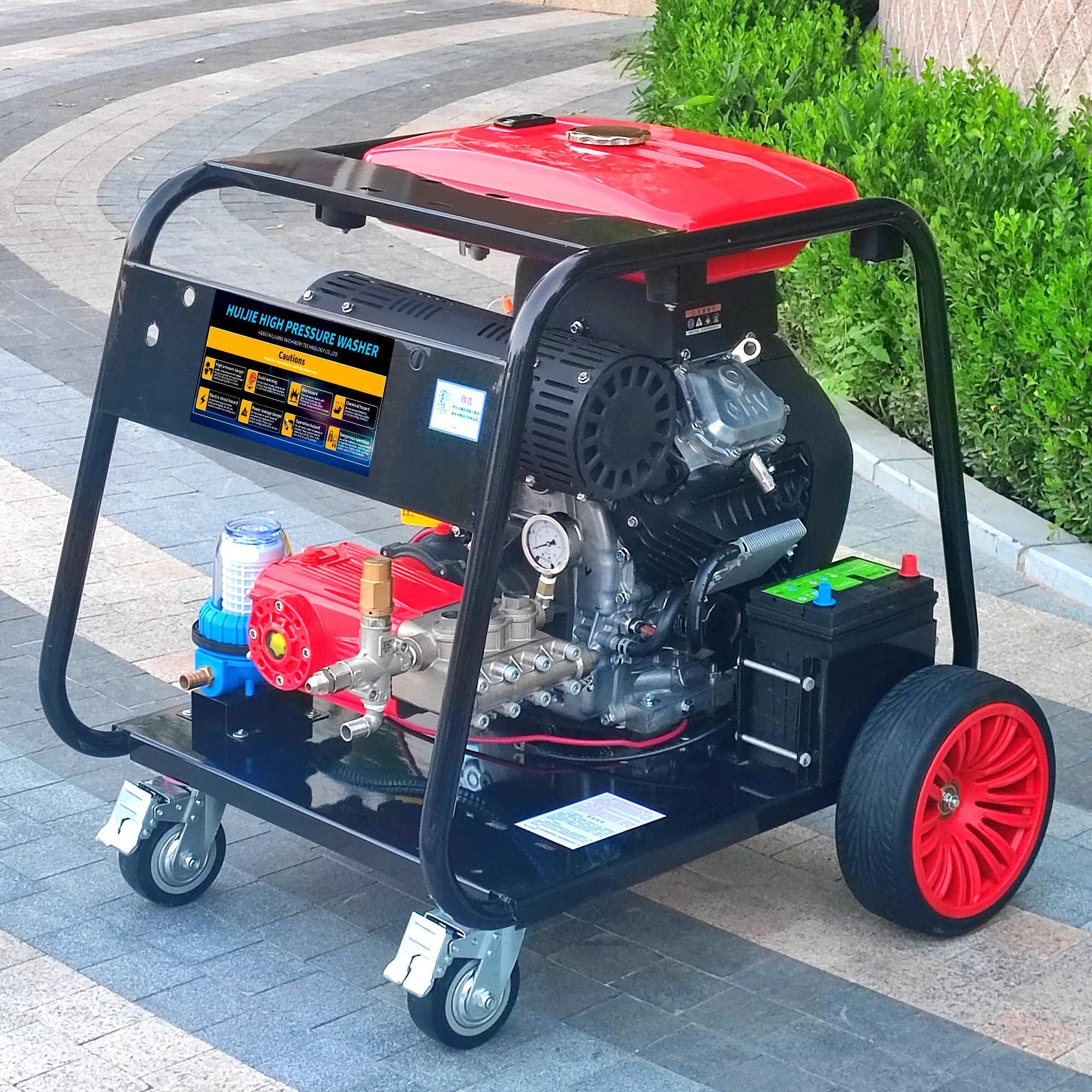 500bar gasoline power high pressure cleaner 36HP electric start double cylinder air-cooled engine factory direct sales