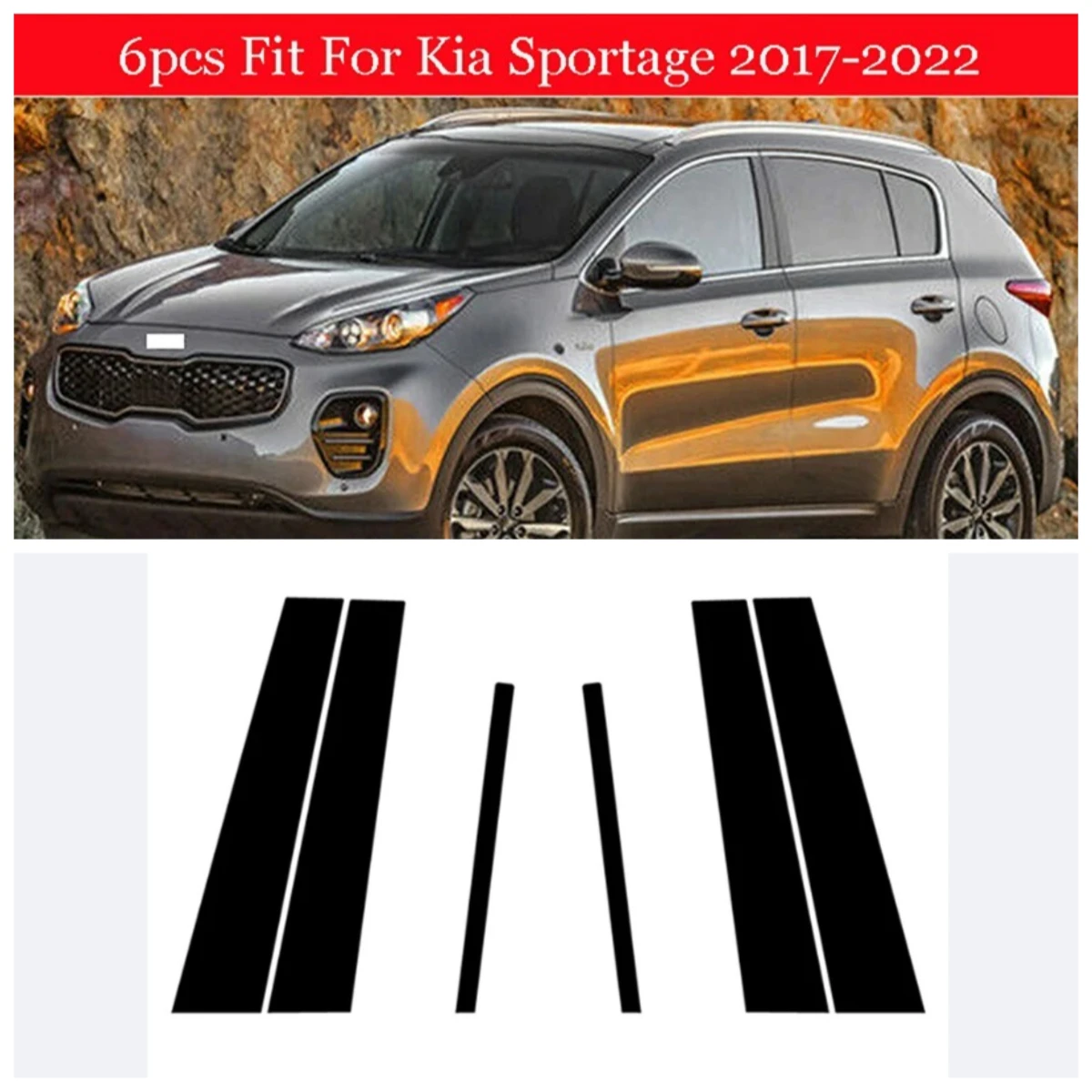 

Подходит для Kia Sportage 2017 2018 2019 2020 2021 2022, глянцевая черная стойка, дверная оконная колонна, BC, накладка, декоративная наклейка