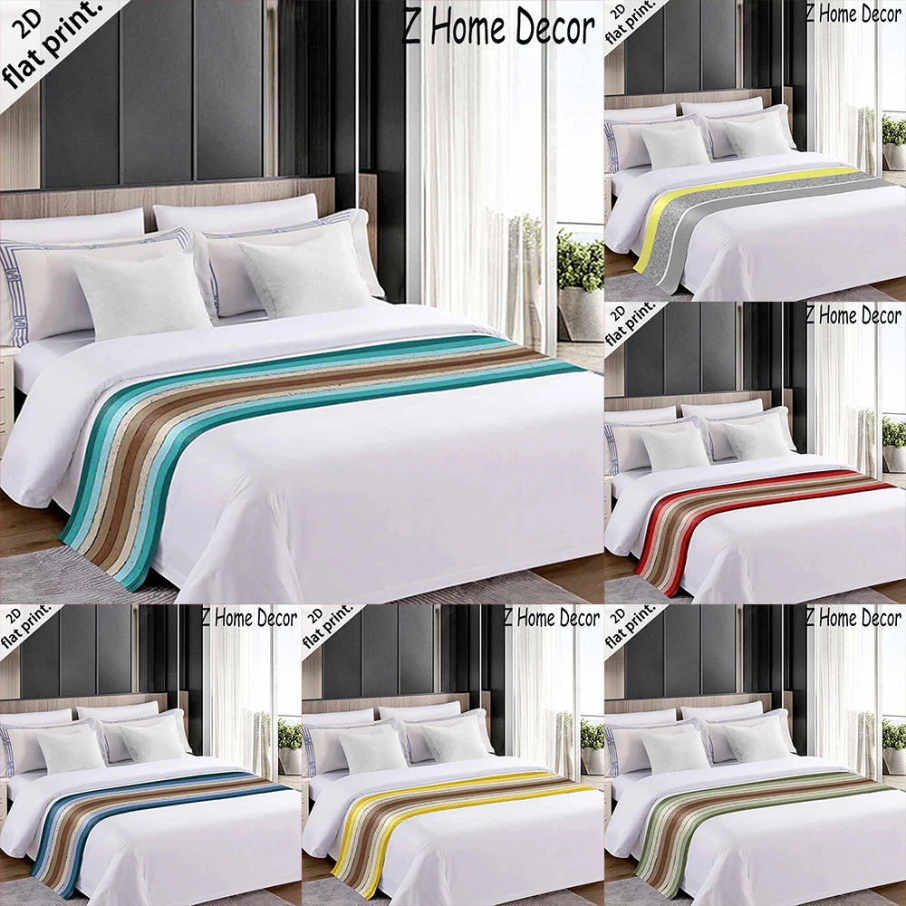 

2D Flat-1pc Teal Brown Striped Bed flag , ,Used in hotels, home furnishing, bedding accessories.