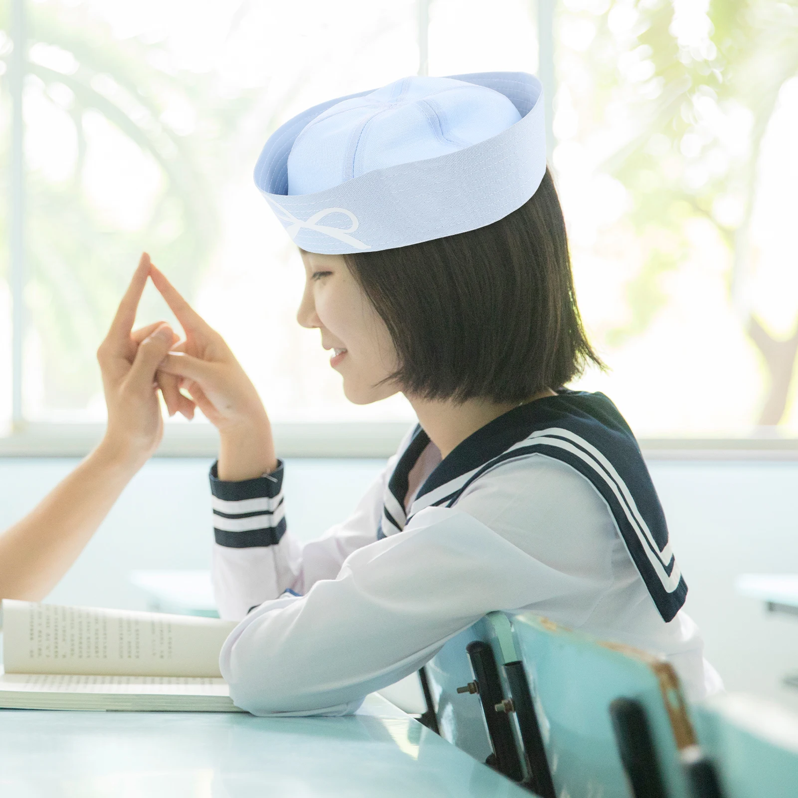 

Sailor Hat for Women Cute Bowknot Navy Cap Costume Party Accessories Decorative Headwear Cosplay Hat Blue Cloth Party Supplies