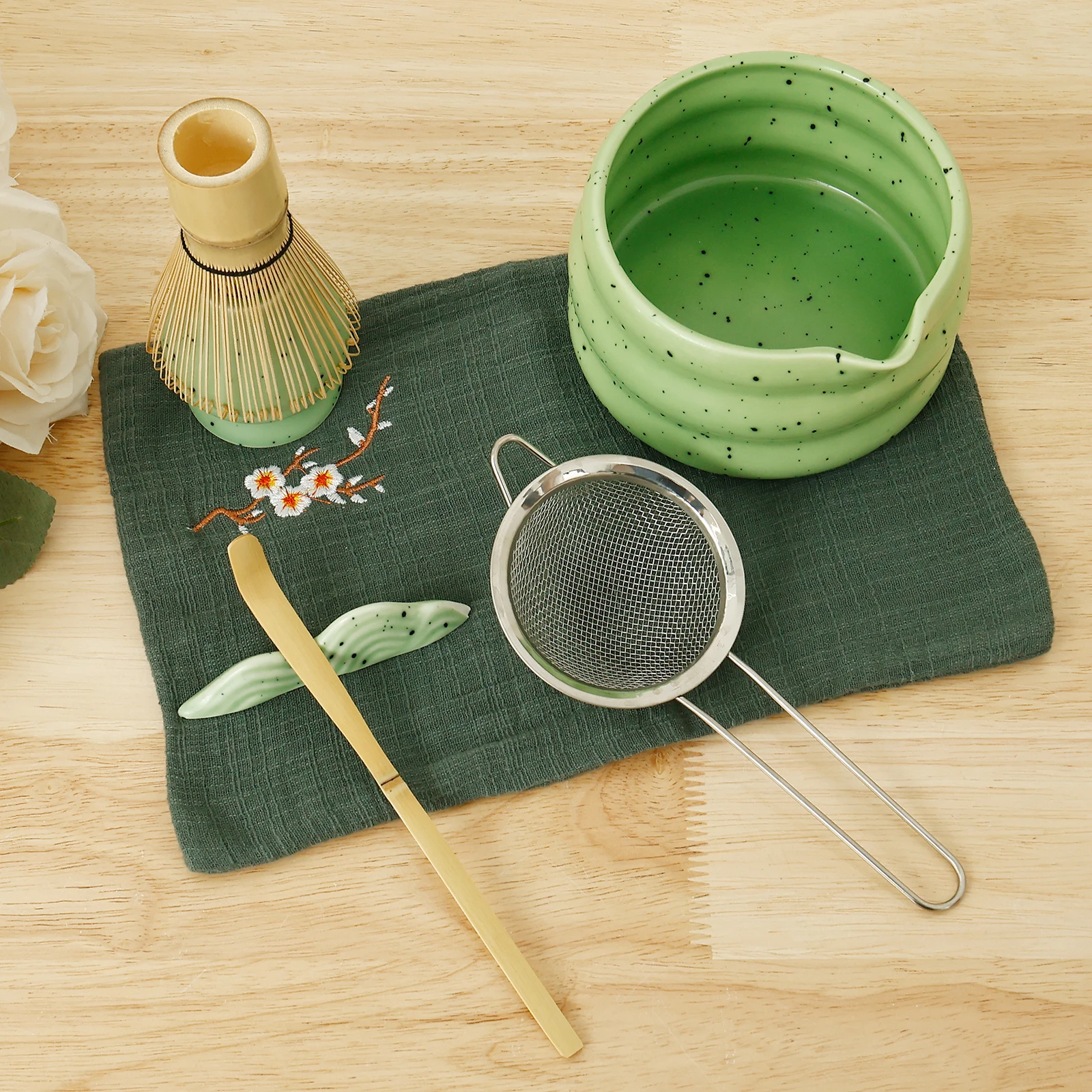 

7Pcs Matcha Set Japanese Matcha Tea Set Matcha Drinks Lattle Making Tool 500ml Ceramic Bowl and Whisk Set for Cafe Beverage Shop