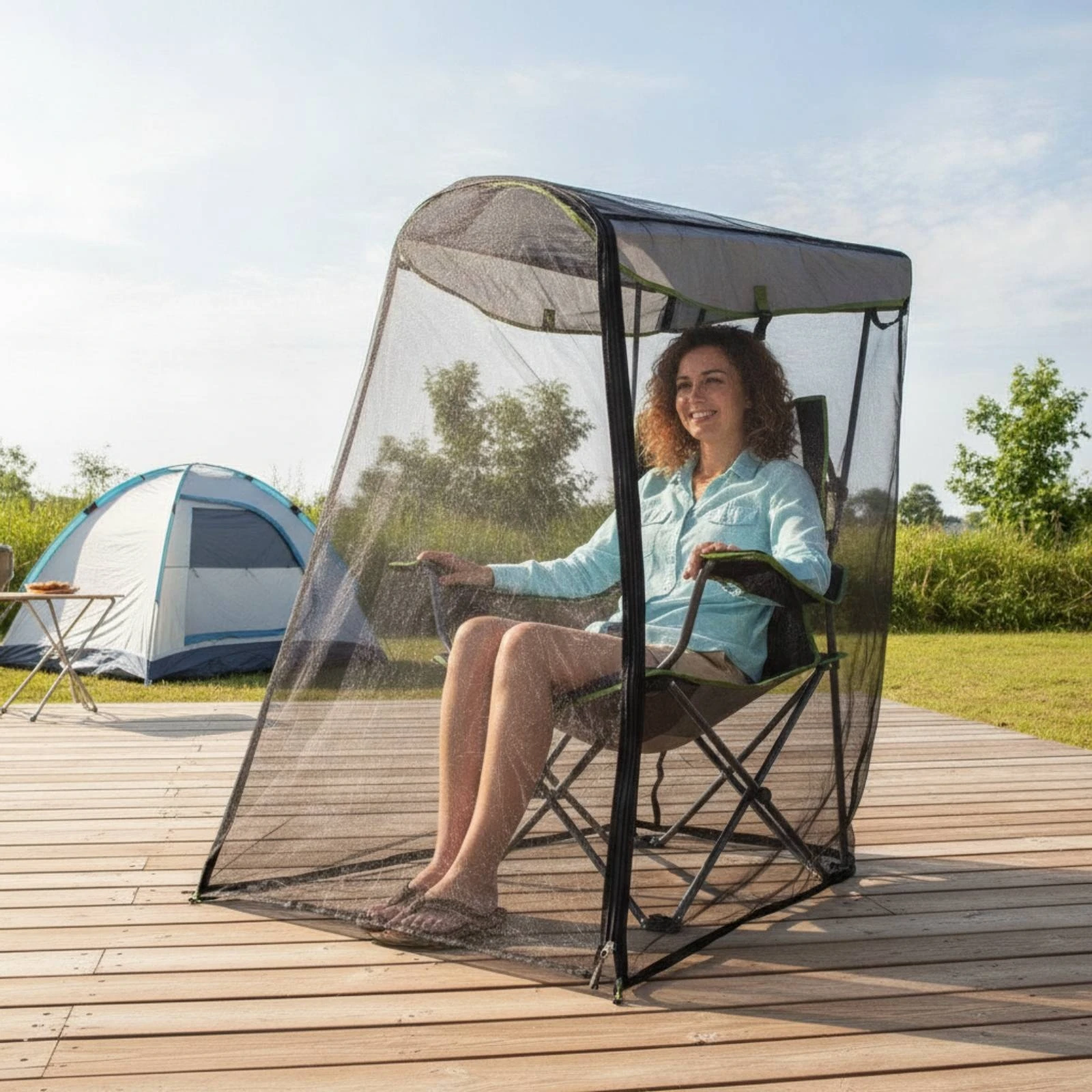 Bug Net Canopy with Stakes Zippered Outdoor Chair Enclosure with Zipper Chair Canopy with Bug Net Mesh Easy to Install
