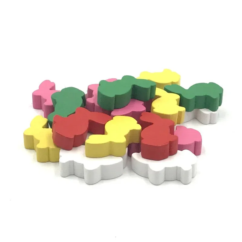 6 Pcs/Set DIY Rabbit Chess Pieces Card Game  Accessories 6 Colors Wooden Games