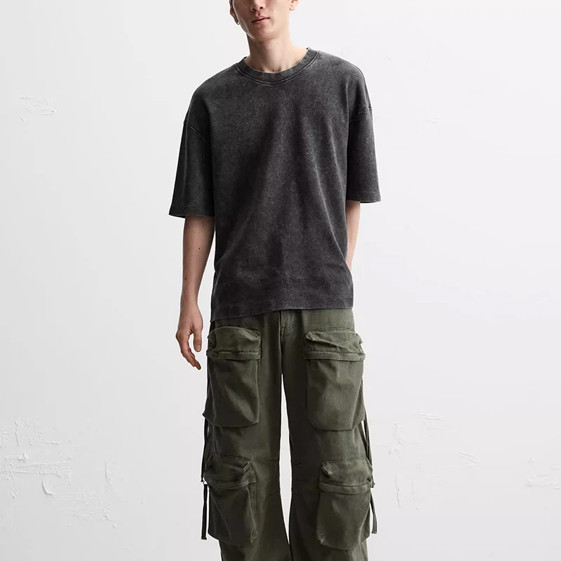 Kaos Pria Z Model Longgar dan Modis, Bahan Polyester Fiber Berwarna-warni, Musim Semi 2025, Kerah Bulat