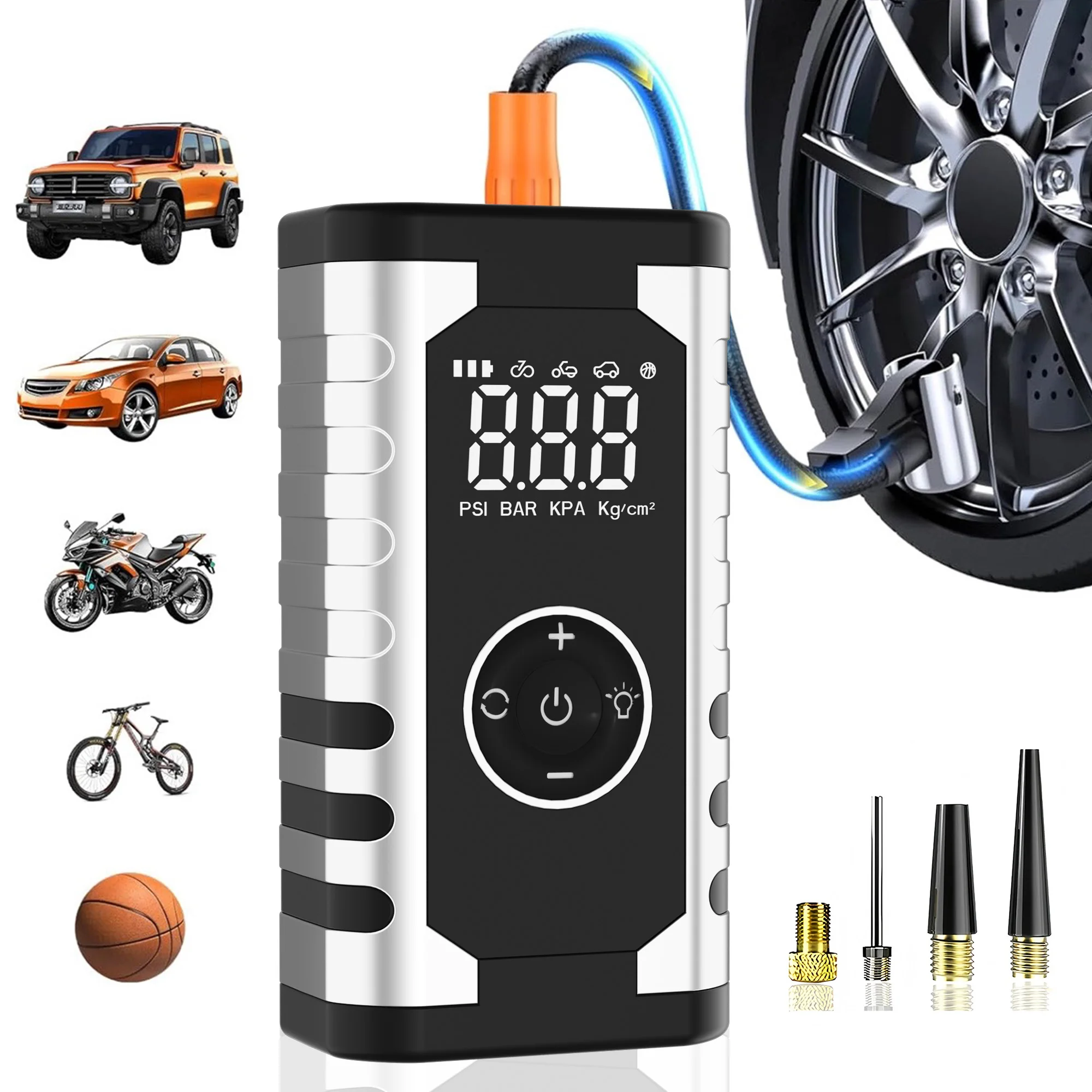 �y�Z�[�����z�^�C���C���t���[�^�|�[�^�u���G�A�R���v���b�T�[�A150 PSI 3�{���ԗp�^�C����C����ALED���C�g�ƃf�W�^�����͌v�t���A�ԁA�o�C�N�p