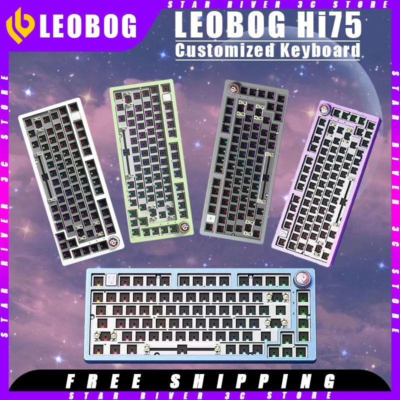 

LEOBOG Hi75 Mechanical Keyboard Kit Aluminum Lump 75% Layout with Gasket Structure Hot Plug Wired Customized Gaming Keyboard DIY