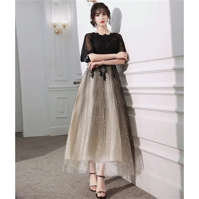 

DSP Elegant A Line Half Sleeves Evening Dresses for Woman Tulle Formal Dress for Special Occasions Prom Party Dresses Long