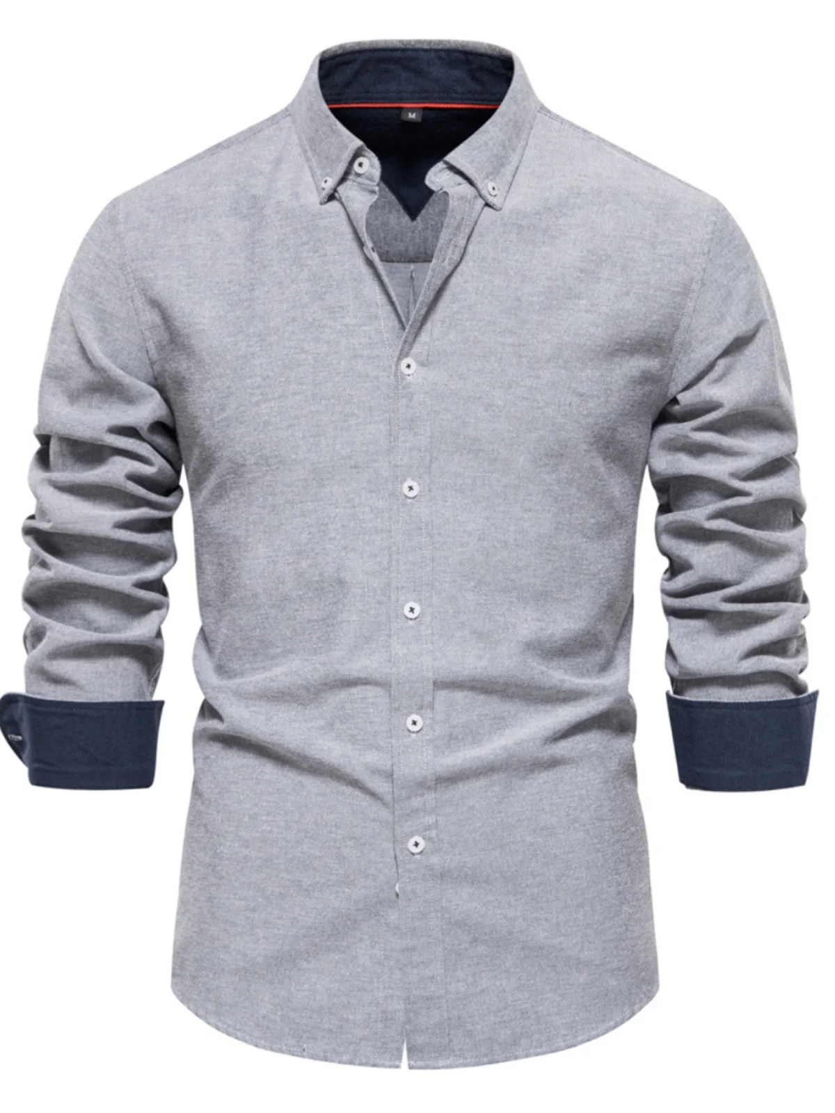 

High Quality Slim Fit Long Sleeve Men's Shirt Pure Color Casual Fashionable Cotton Polyester Blend Youthful Autumn Wear