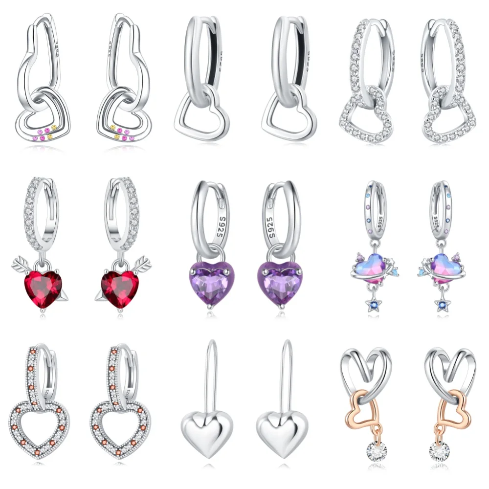 

Простые серьги-капли из стерлингового серебра 925 пробы с фиолетовым сердцем, женские серьги, модные универсальные вечерние украшения для девочек, изысканные подарки на день рождения