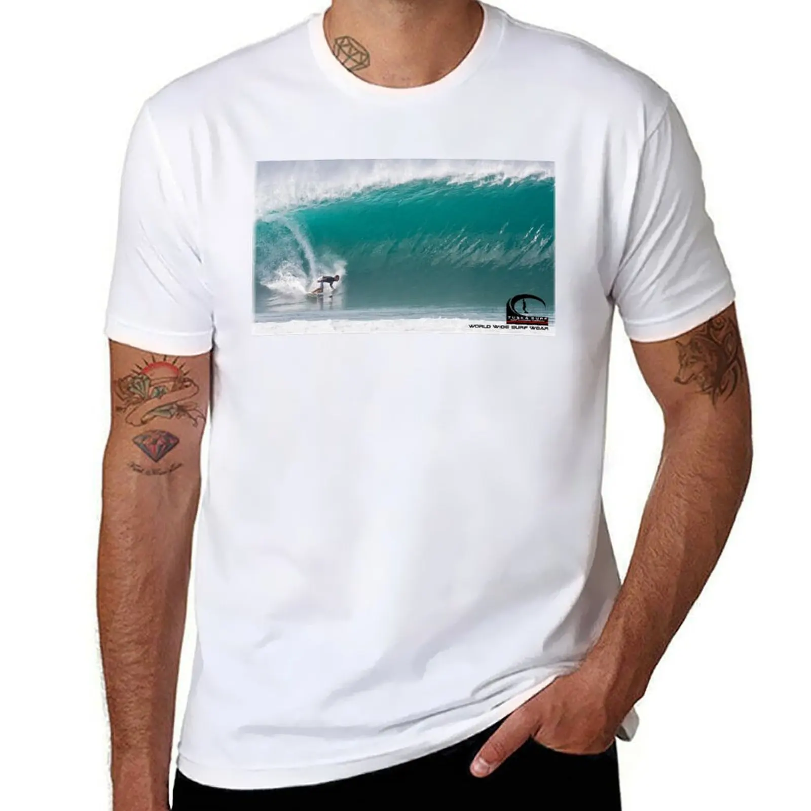 Con camisas, camisa informal para hombre, camiseta hawaiana para surf, foto, Banzai, Camiseta de algodón, camiseta gráfica para tubería