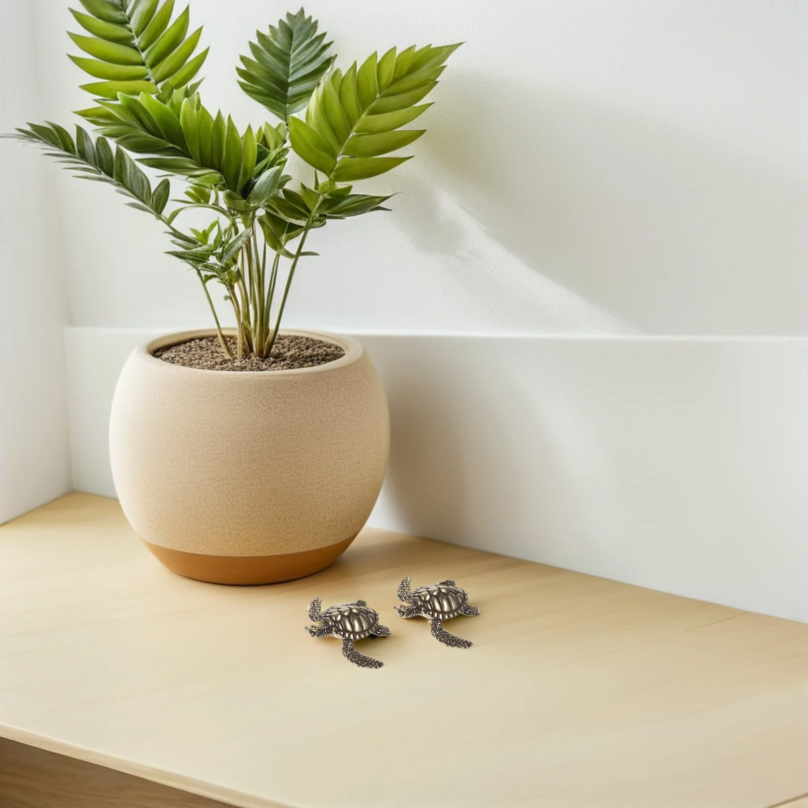 

2pcs Solid Turtle Miniature Small Brass Tortoise Ornament Tortoise Statue Vintage Metal Sea Turtle Ornament For Desk Shelf Home