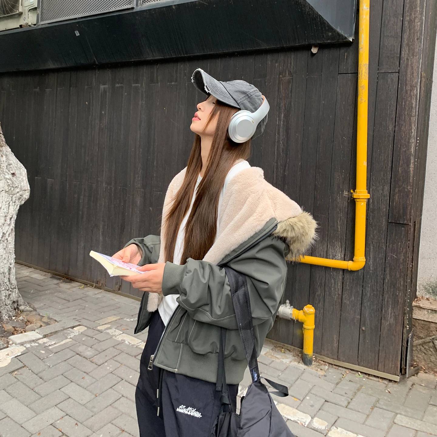 

Winter Thiened ort Cotton Jaet Women's 2025 New Sle Mountain Eagle Fce Lined Parka Coat Regular Fit Long Sve Zi...