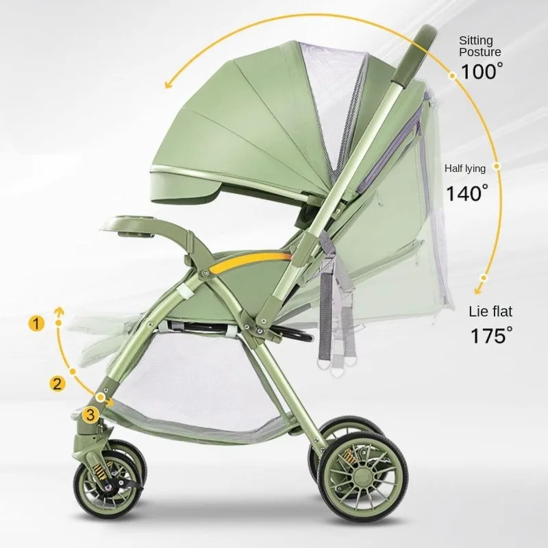 EG43 omkeerbare kinderwagen, liggende kinderwagen met groot wiel, schokabsorberende kinderwagen, opvouwbaar hoog zichtwagen voor 0-3 jaar