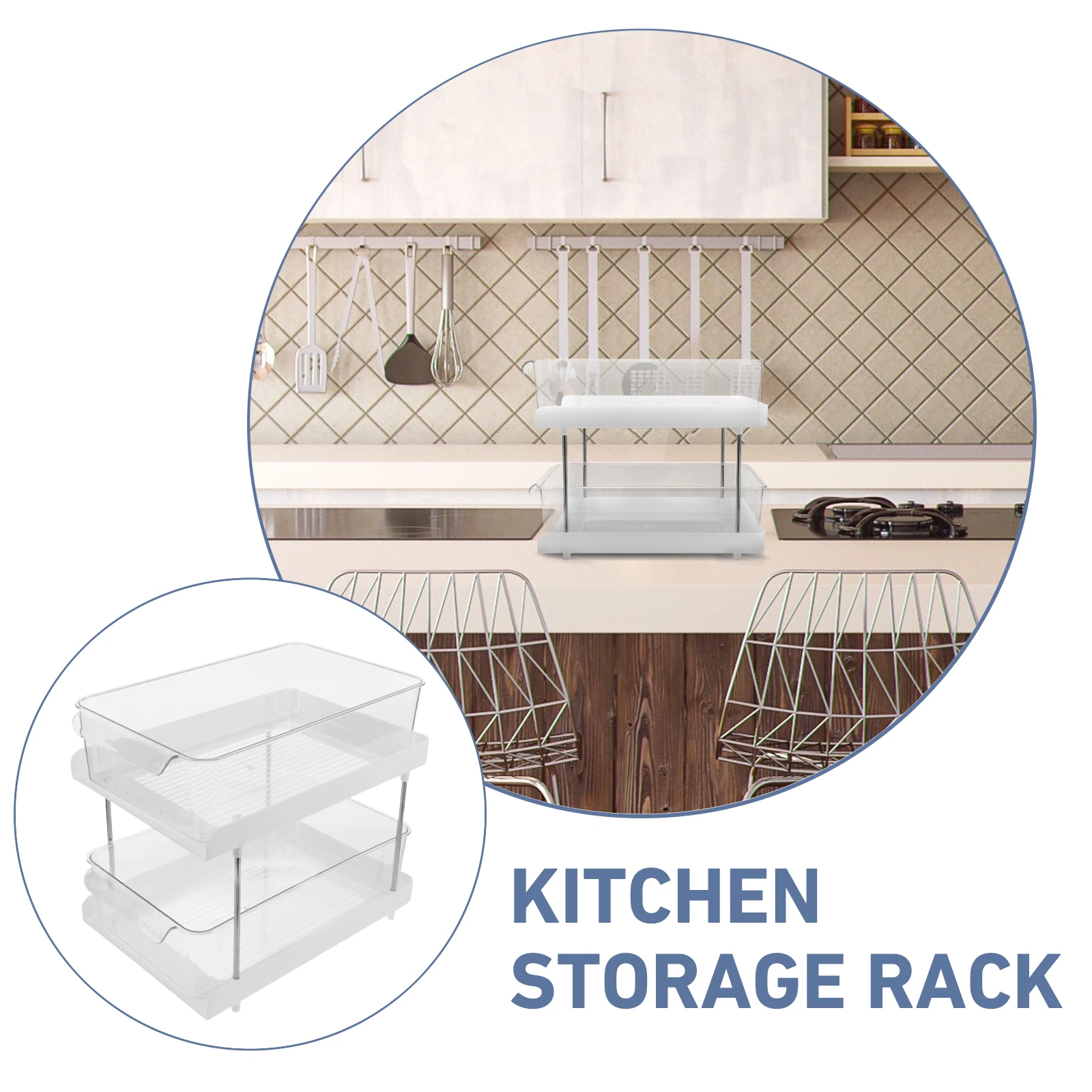 

Double Shelf -tier Storage Rack Organizer under Sink Holder The Pet Organizers and Bathroom Countertop Kitchen