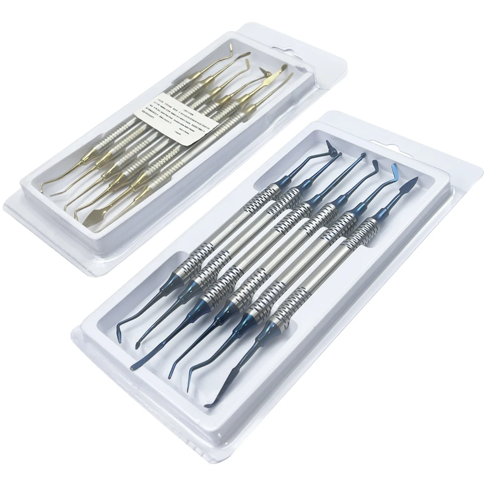 6Pcs/Set Dental Composite Filling Spatula Tools Resin Filling Repair Stainless Steel Titanium Plating Head Dentist Instrument