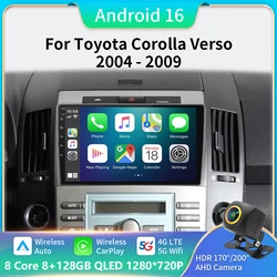 Android 16 Car Radio for Toyota Corolla Verso AR10 2004-2009 Multimedia Player 2Din Carplay Video Stereo Headunit Audio Wifi 4G