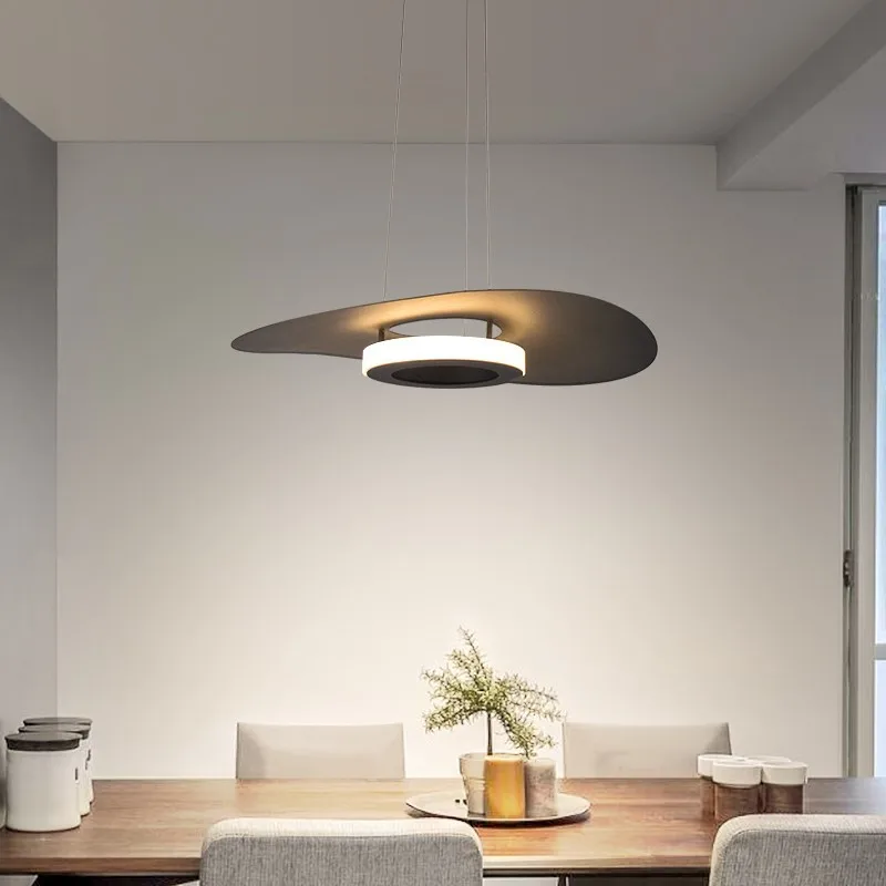 Design italiano moderno led lustre nordic sala de jantar sala estar barra teto pendurado luz pingente preto/branco luz interior