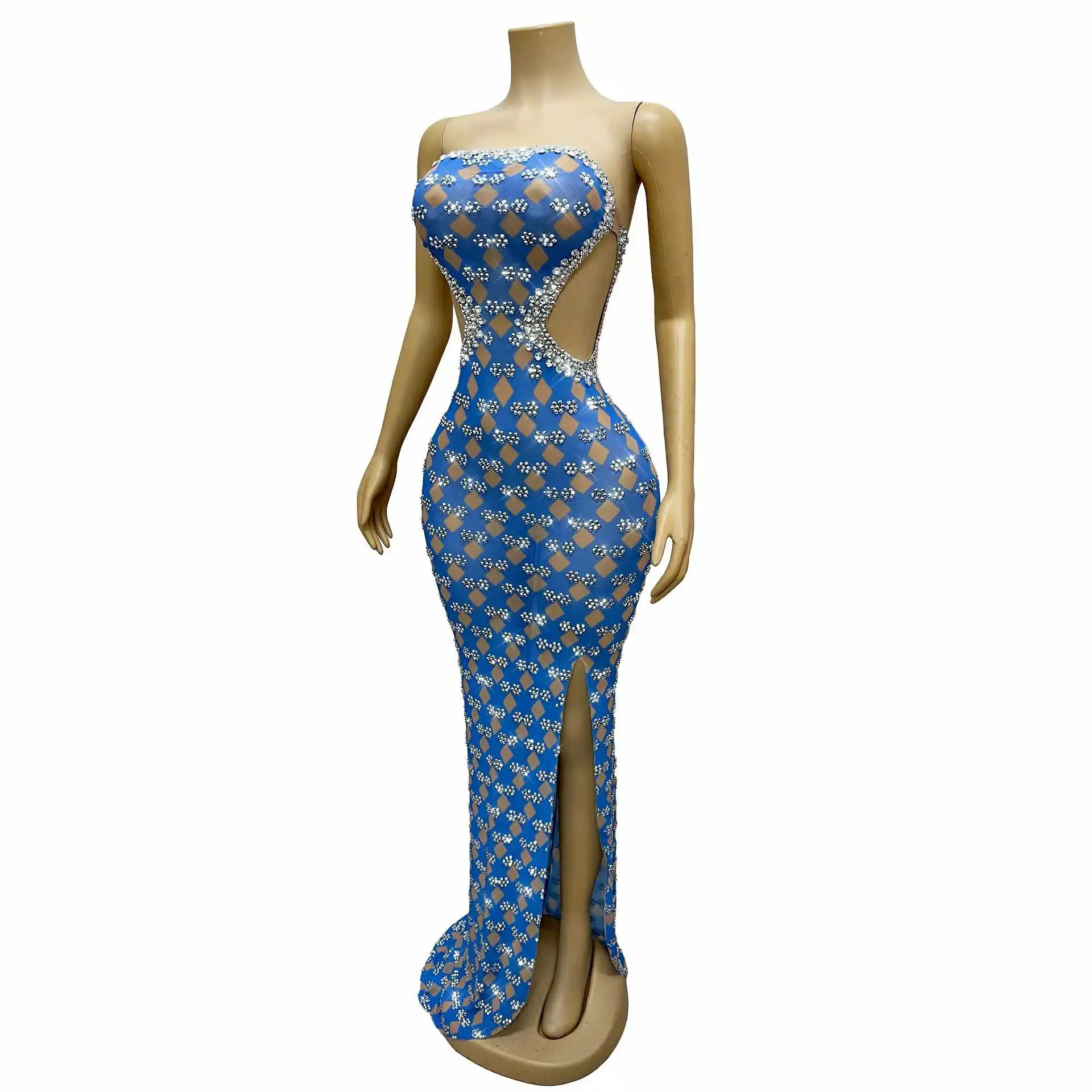 Luxury Women Elegant Dress Rhinestone  Long Dresses Celebrate Birthday Party Prom Outfit Concert Carnival Dresses