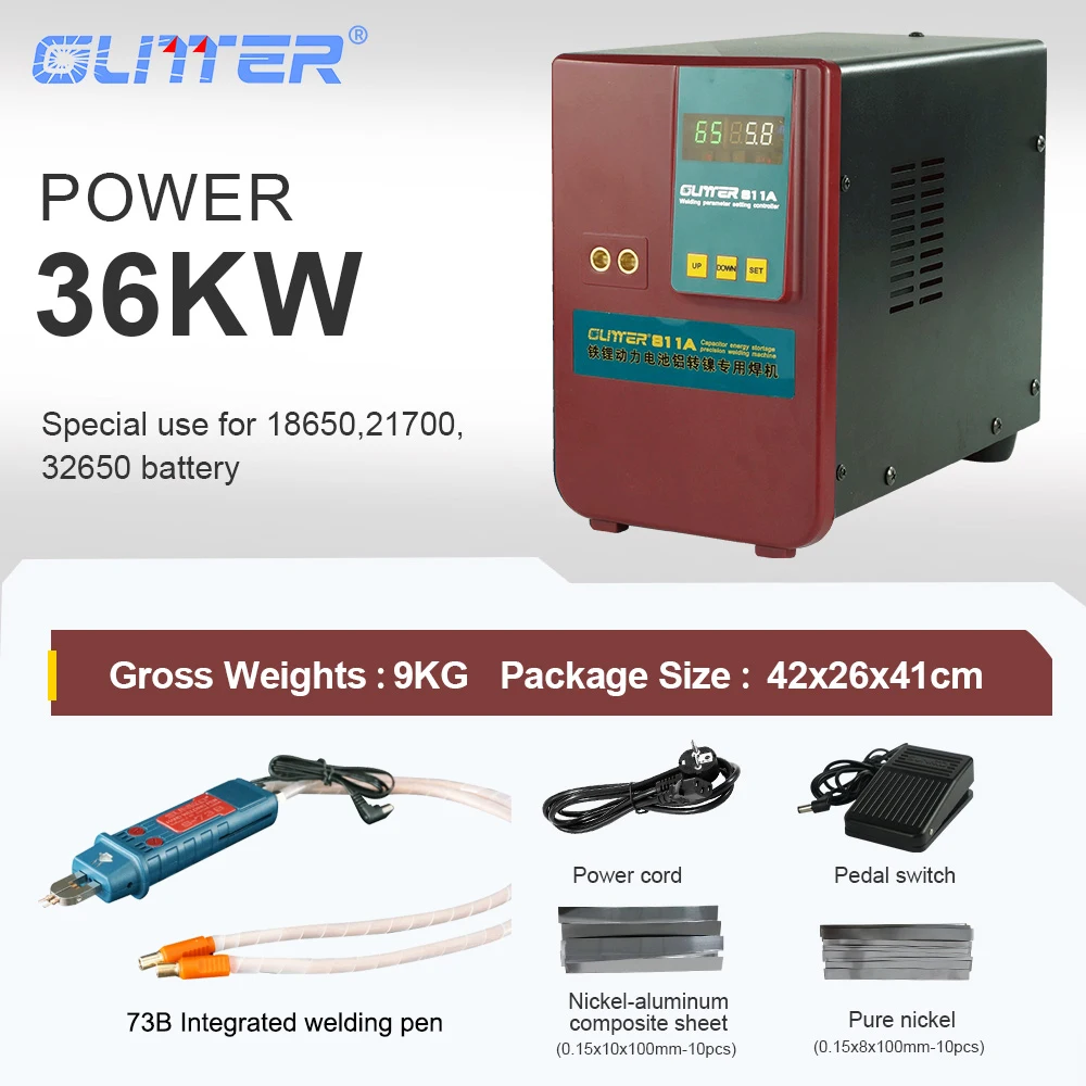 

Glitter 36KW 811A Spot Welding Machine With 73B Spot Welding Pen Spot Welder For Li-ion Storage Battery Pack Copper Welding