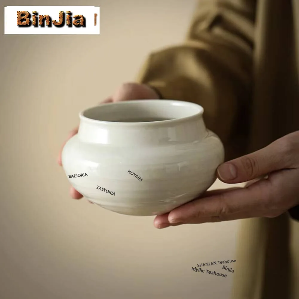 550ml Plant Ash Handmade Tea Washing Small Jianshui Tea Wash Bowl Writing-brush Washer Tea Dust Cylinder Barrel Chaxi Decoration