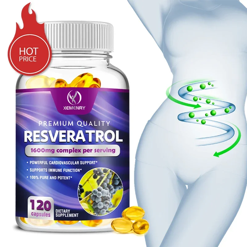 Resveratrol 1600 Mg - with Green Tea, Grape Seed Extract and Quercetin To Help Support Digestive Health