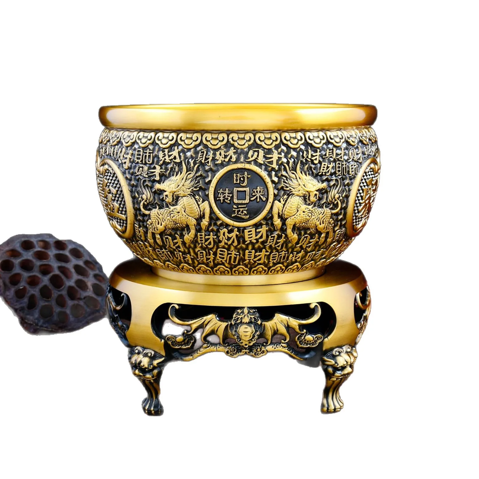 

DSA Brass Home Furnishing Ornament Rotating Cornucopia Kirin Baicai Cornucopia Home Household