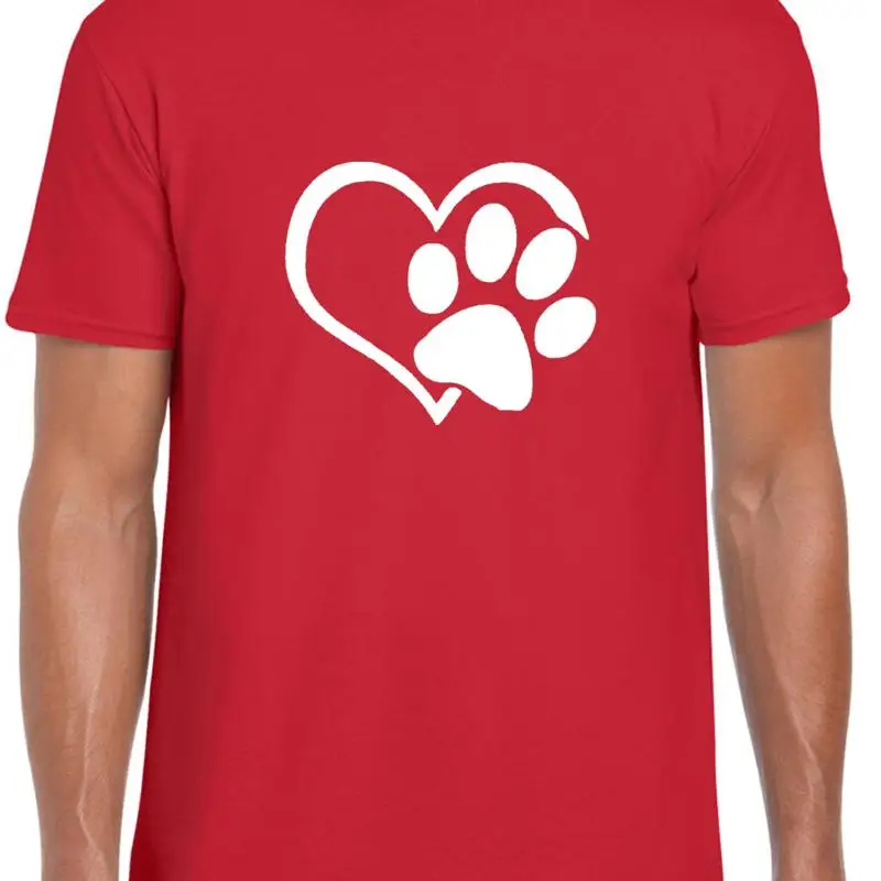 

МУЖСКАЯ ФУТБОЛКА С ПРИНТОМ PAW HEART DOG CAT OWNER ANIMAL LOVER ДИЗАЙН ПОДАРОК ТОП НОВЫЙ