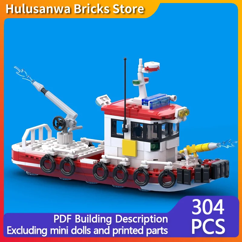 

Классическая модель пожарного катера MOC, конструктор из строительных блоков, военная техника, модульные технологии, подарки, праздничный набор для сборки, детские игрушки