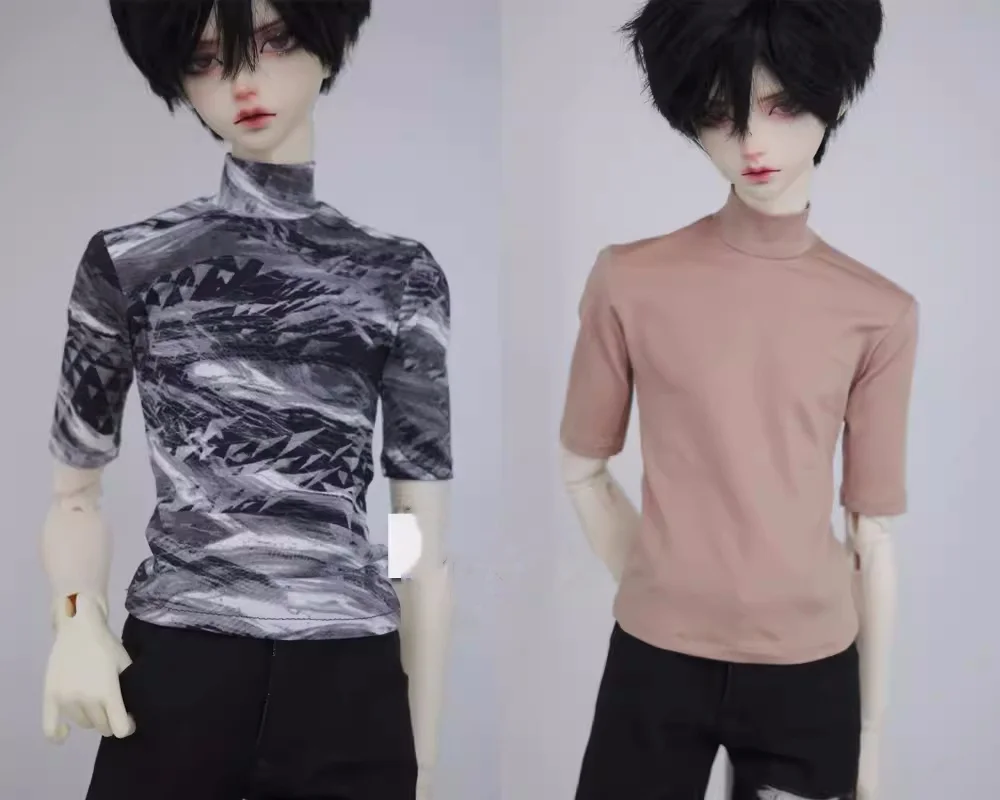 

BJD doll clothes fit on 1/3 1/4 Uncle ID75 size close-fitting half-collar mid-sleeve base shirt 2 color doll accessories