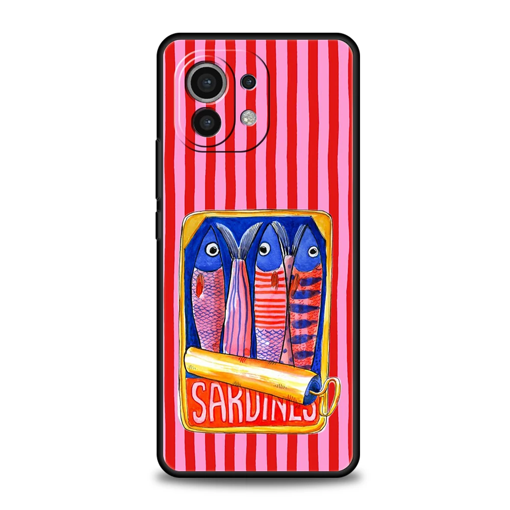 Phone Case Cover for Xiaomi Mi 17 15 14 13 12 11 Ultra 17T 15T 14T 13T 12T 11T Pro Lite Soft TPU Capas Funny Fish Sardines Laser